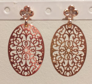 Gold Lace in Rose - Filigree Earrings