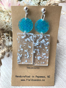 Silver Turquoise Resin Earrings